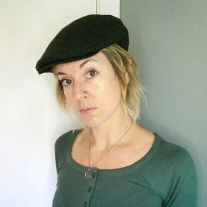 NWOT - The Quiet Man Collection Green Herringbone Tweed Wool Irish Flat Cap Sz L